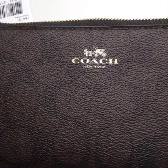 Coach New Signature PVC Double Zipper Wristlet